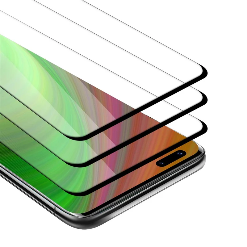 Cadorabo 3x Vollbild Panzer Folie kompatibel mit Huawei MATE 40 PRO - Schutzfolie 3er Pack Gehärtetes (Tempered) Display-Schutzglas in 9H Härte mit 3D Touch