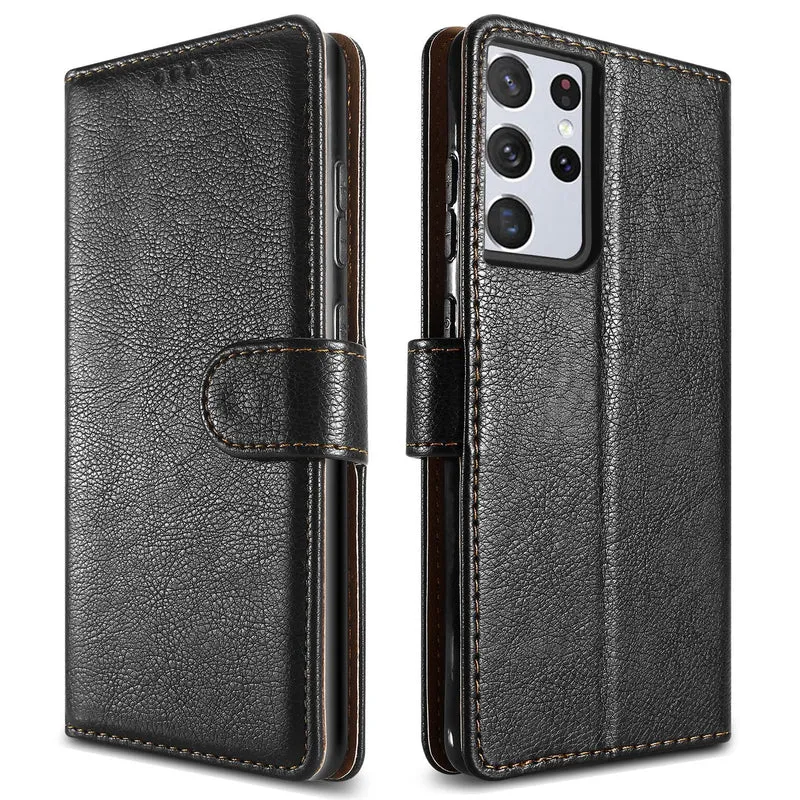 Cadorabo Hülle kompatibel mit Samsung Galaxy S21 ULTRA Schutzhülle mit Magnetverschluss, Standfunktion und Kartenfächern aus Kunstleder