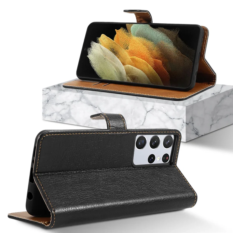 Cadorabo Hülle kompatibel mit Samsung Galaxy S21 ULTRA Schutzhülle mit Magnetverschluss, Standfunktion und Kartenfächern aus Kunstleder