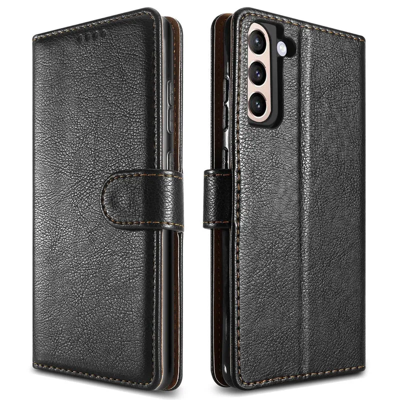Cadorabo Hülle kompatibel mit Samsung Galaxy S21 PLUS Schutzhülle mit Magnetverschluss, Standfunktion und Kartenfächern aus Kunstleder