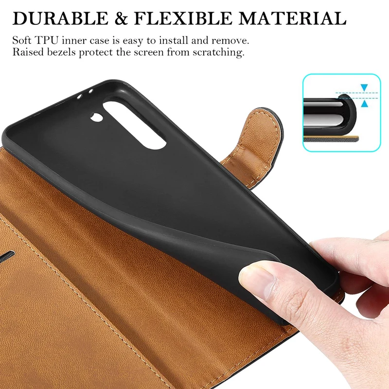 Cadorabo Hülle kompatibel mit Samsung Galaxy S21 PLUS Schutzhülle mit Magnetverschluss, Standfunktion und Kartenfächern aus Kunstleder
