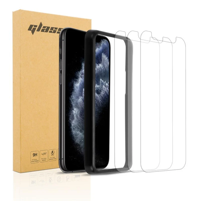 Cadorabo 3x Panzerglasfolie kompatibel mit Apple iPhone 11 PRO MAX - Schutzfolie 3er Pack Gehärtetes (Tempered) Display-Schutzglas mit Installationshilfe
