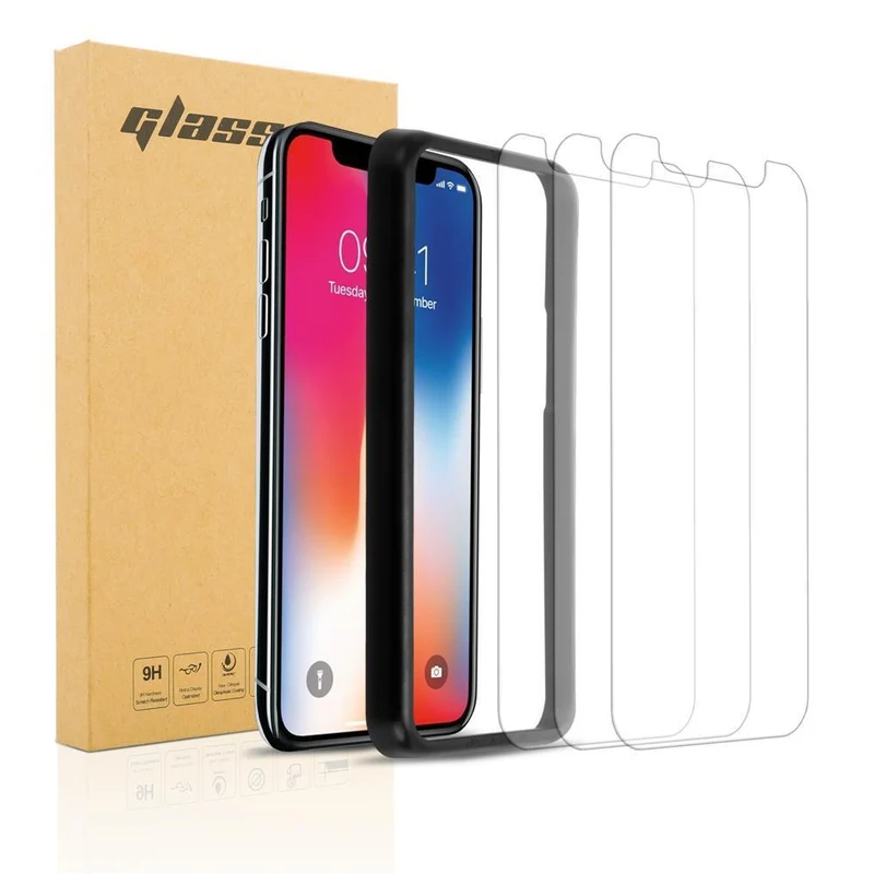 Cadorabo 3x Panzerglasfolie kompatibel mit Apple iPhone XR - Schutzfolie 3er Pack Gehärtetes (Tempered) Display-Schutzglas mit Installationshilfe