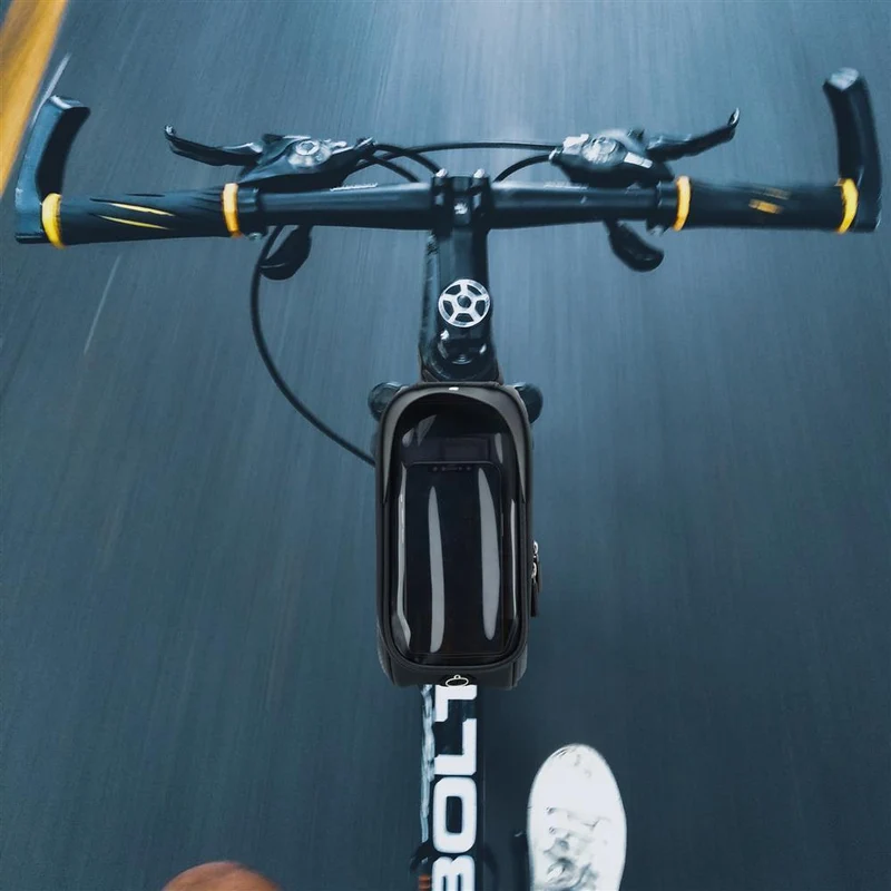 Cadorabo 7 Zoll Handy Fahrradtasche Rahmentasche mit Handyhalter für Smartphones bis 7 Zoll - Wasserfest mit Touchscreen, Sonnenblende, Kopfhörerloch