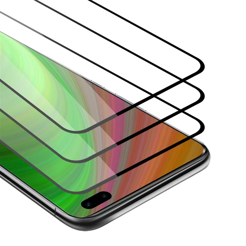Cadorabo 3x Vollbild Panzer Folie kompatibel mit Honor 30 PRO+ - Schutzfolie 3er Pack Gehärtetes (Tempered) Display-Schutzglas in 9H Härte mit 3D Touch