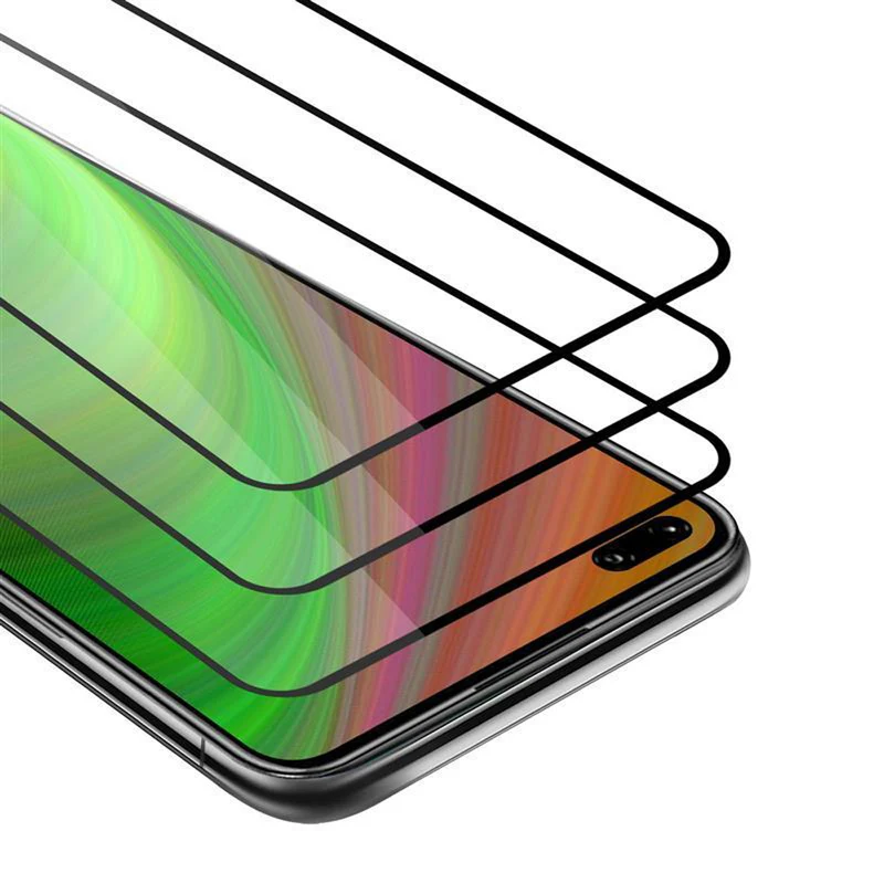 Cadorabo 3x Vollbild Panzer Folie kompatibel mit Honor View 30 PRO - Schutzfolie 3er Pack Gehärtetes (Tempered) Display-Schutzglas in 9H Härte mit 3D Touch