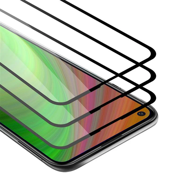 Cadorabo 3x Vollbild Panzer Folie kompatibel mit Huawei P40 LITE E - Schutzfolie 3er Pack Gehärtetes (Tempered) Display-Schutzglas in 9H Härte mit 3D Touch