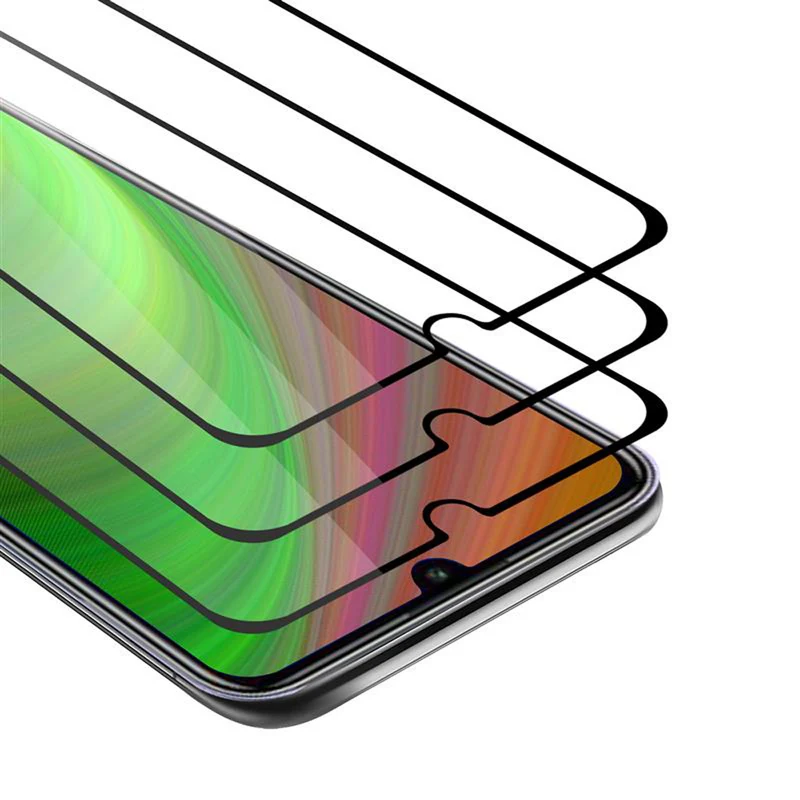 Cadorabo 3x Vollbild Panzer Folie kompatibel mit Huawei P SMART 2020 - Schutzfolie 3er Pack Gehärtetes (Tempered) Display-Schutzglas in 9H Härte mit 3D Touch