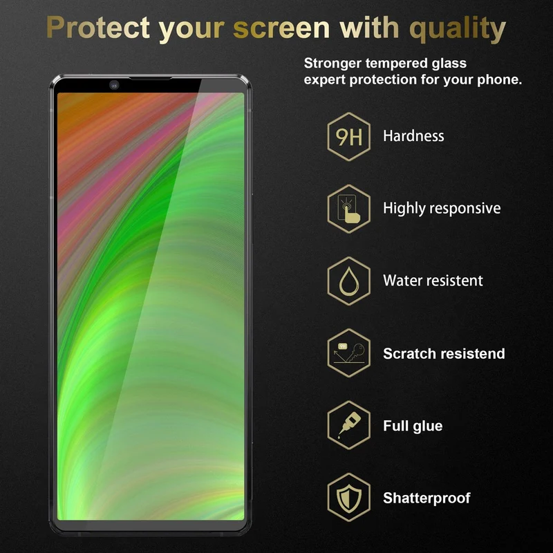 Cadorabo 3x Vollbild Panzer Folie kompatibel mit Sony Xperia 1 II - Schutzfolie 3er Pack Gehärtetes (Tempered) Display-Schutzglas in 9H Härte mit 3D Touch