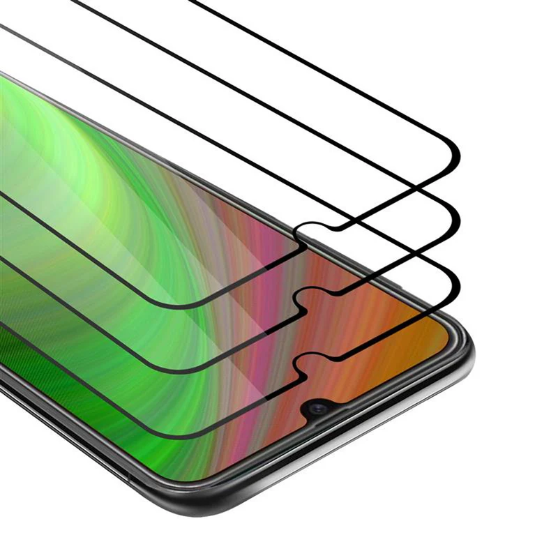 Cadorabo 3x Vollbild Panzer Folie kompatibel mit Samsung Galaxy M21 / M30s - Schutzfolie 3er Pack Gehärtetes (Tempered) Display-Schutzglas in 9H Härte mit 3D Touch