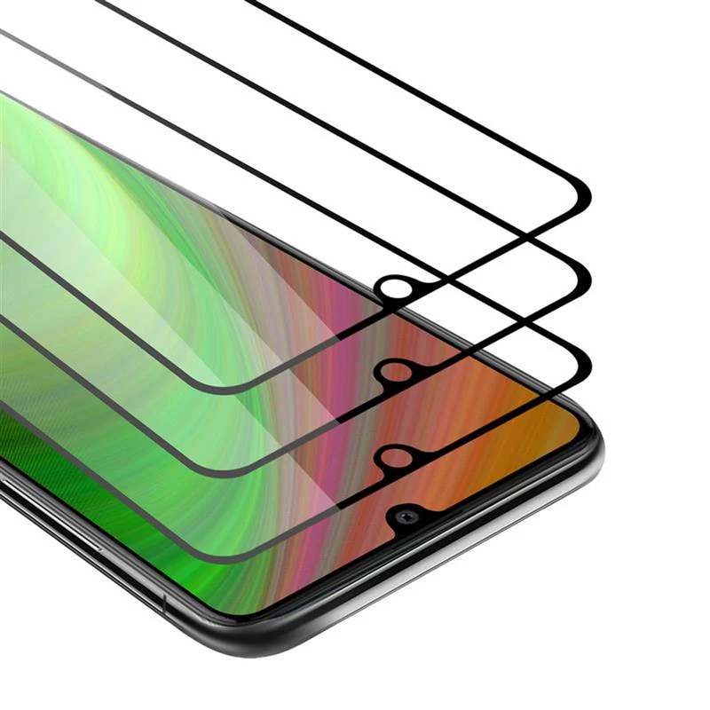 Cadorabo 3x Vollbild Panzer Folie kompatibel mit Samsung Galaxy A41 - Schutzfolie 3er Pack Gehärtetes (Tempered) Display-Schutzglas in 9H Härte mit 3D Touch