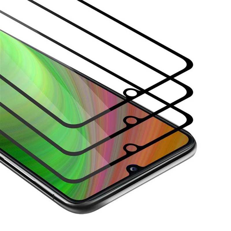 Cadorabo 3x Vollbild Panzer Folie kompatibel mit Samsung Galaxy A31 - Schutzfolie 3er Pack Gehärtetes (Tempered) Display-Schutzglas in 9H Härte mit 3D Touch