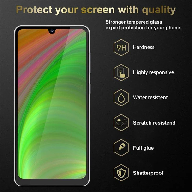 Cadorabo 3x Vollbild Panzer Folie kompatibel mit Samsung Galaxy A31 - Schutzfolie 3er Pack Gehärtetes (Tempered) Display-Schutzglas in 9H Härte mit 3D Touch