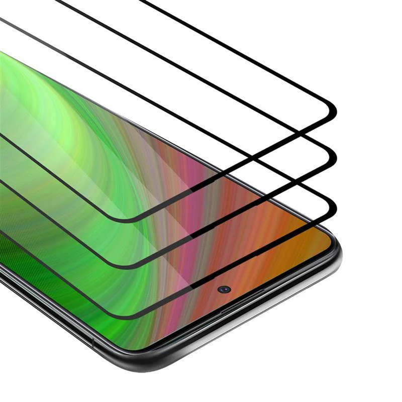 Cadorabo 3x Vollbild Panzer Folie kompatibel mit Samsung Galaxy A51 5G - Schutzfolie 3er Pack Gehärtetes (Tempered) Display-Schutzglas in 9H Härte mit 3D Touch