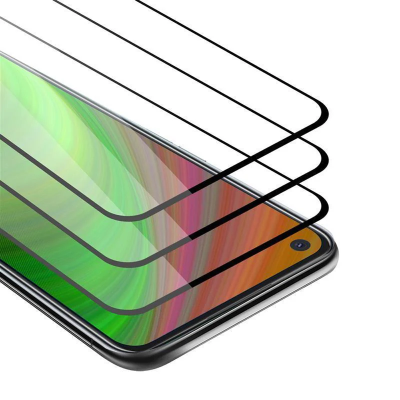 Cadorabo 3x Vollbild Panzer Folie kompatibel mit Oppo A92 - Schutzfolie 3er Pack Gehärtetes (Tempered) Display-Schutzglas in 9H Härte mit 3D Touch