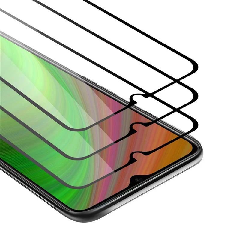 Cadorabo 3x Vollbild Panzer Folie kompatibel mit Oppo A12 - Schutzfolie 3er Pack Gehärtetes (Tempered) Display-Schutzglas in 9H Härte mit 3D Touch