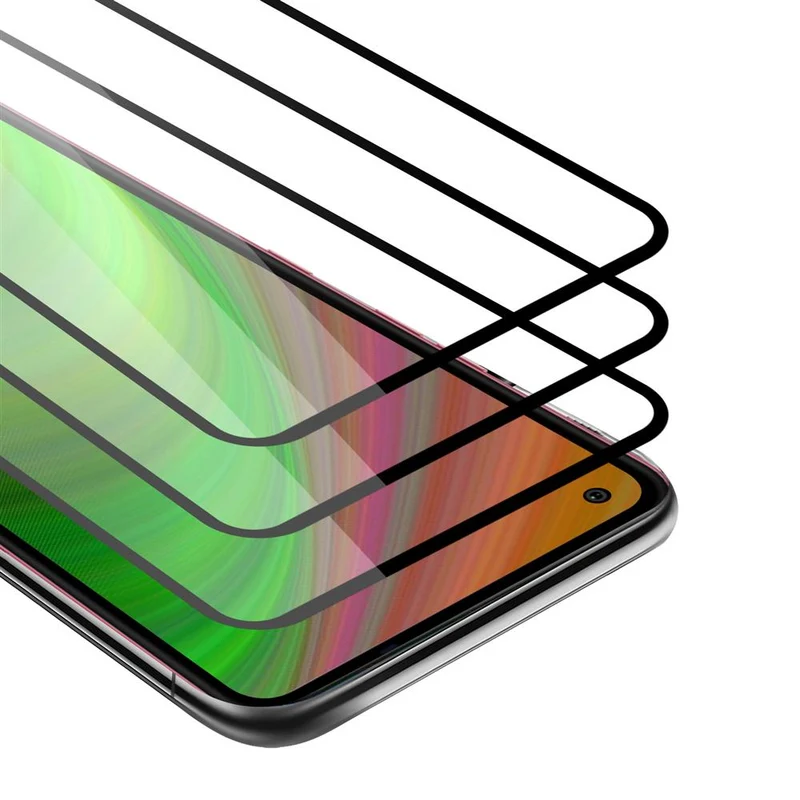 Cadorabo 3x Vollbild Panzer Folie kompatibel mit LG K51S - Schutzfolie 3er Pack Gehärtetes (Tempered) Display-Schutzglas in 9H Härte mit 3D Touch
