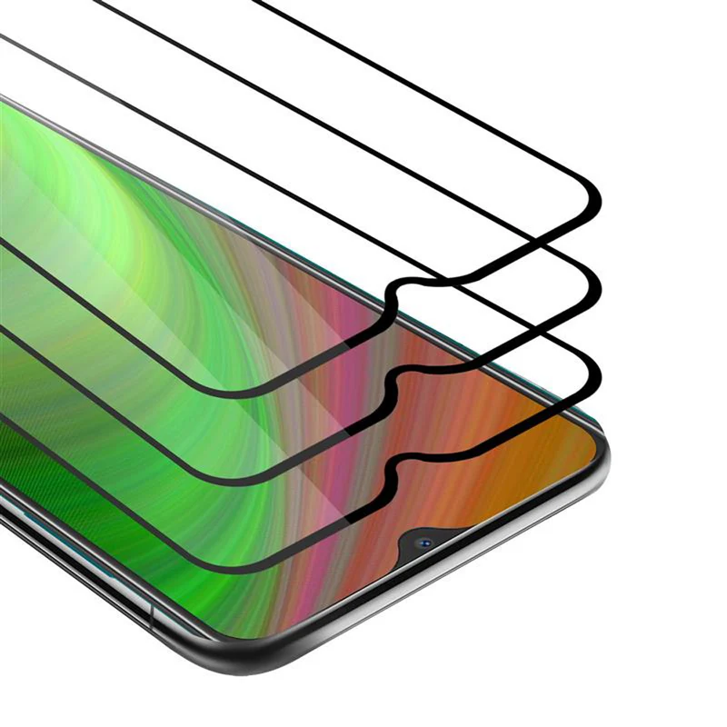 Cadorabo 3x Vollbild Panzer Folie kompatibel mit Alcatel 3L 2020 - Schutzfolie 3er Pack Gehärtetes (Tempered) Display-Schutzglas in 9H Härte mit 3D Touch