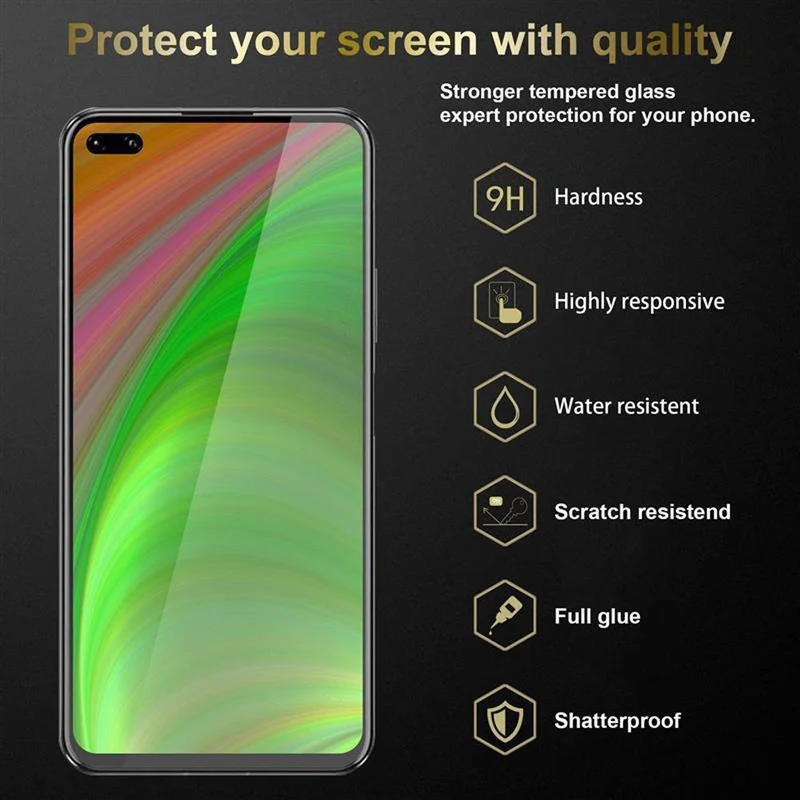 Cadorabo 3x Panzer Folie kompatibel mit Honor View 30 - Schutzfolie 3er Pack Gehärtetes (Tempered) Display-Schutzglas in 9H Härte mit 3D Touch Kompatibilität