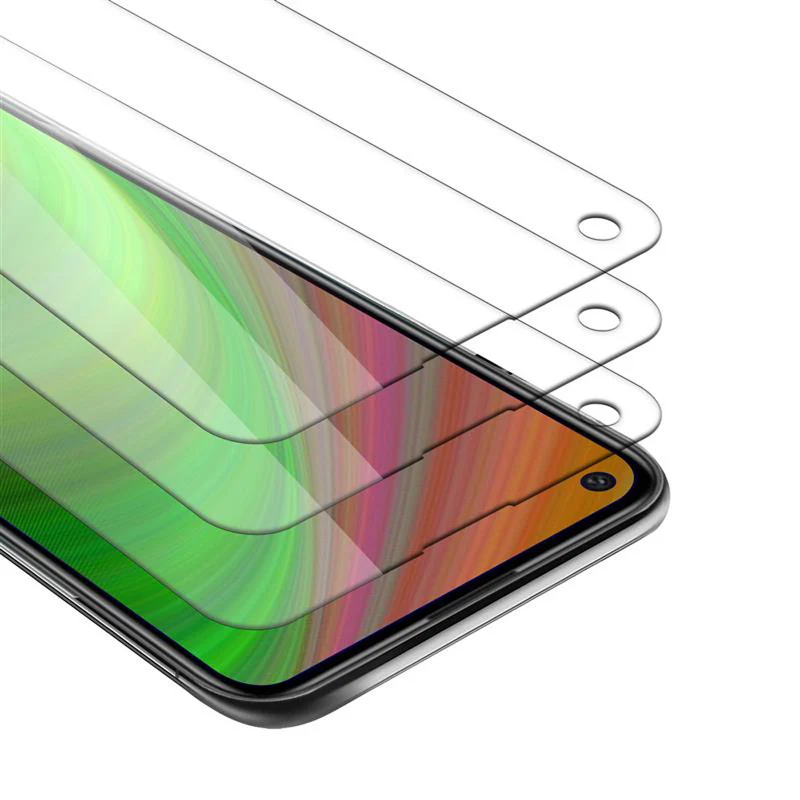 Cadorabo 3x Panzer Folie kompatibel mit Huawei P40 LITE E - Schutzfolie 3er Pack Gehärtetes (Tempered) Display-Schutzglas in 9H Härte mit 3D Touch Kompatibilität