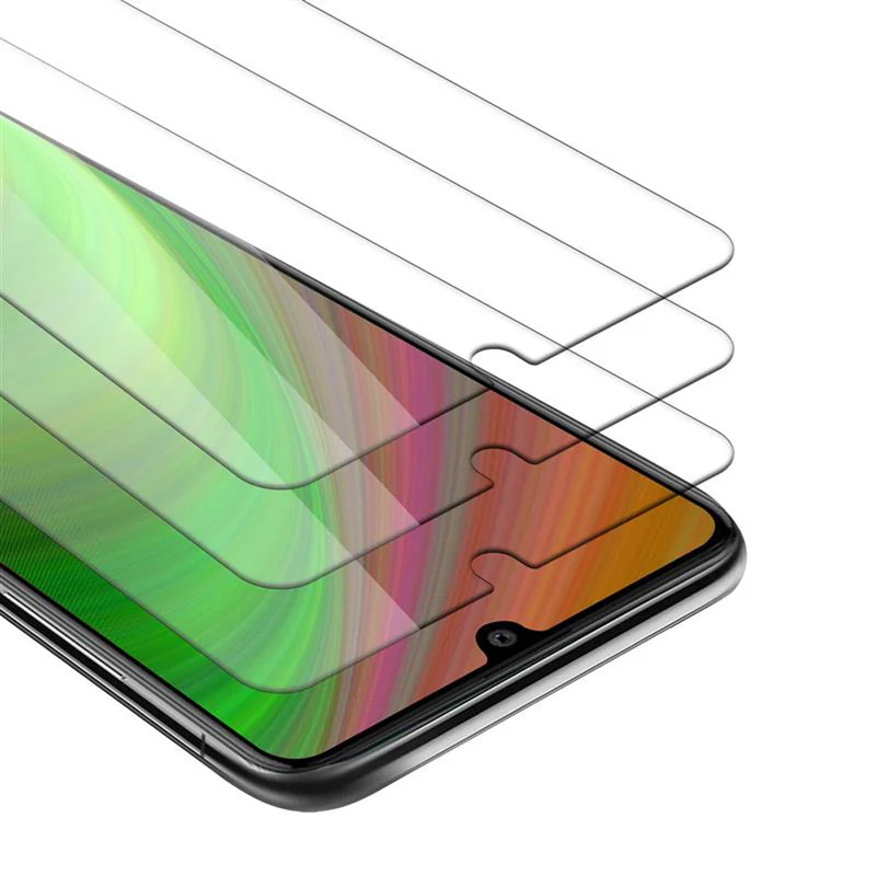 Cadorabo 3x Panzer Folie kompatibel mit Samsung Galaxy A41 - Schutzfolie 3er Pack Gehärtetes (Tempered) Display-Schutzglas in 9H Härte mit 3D Touch Kompatibilität