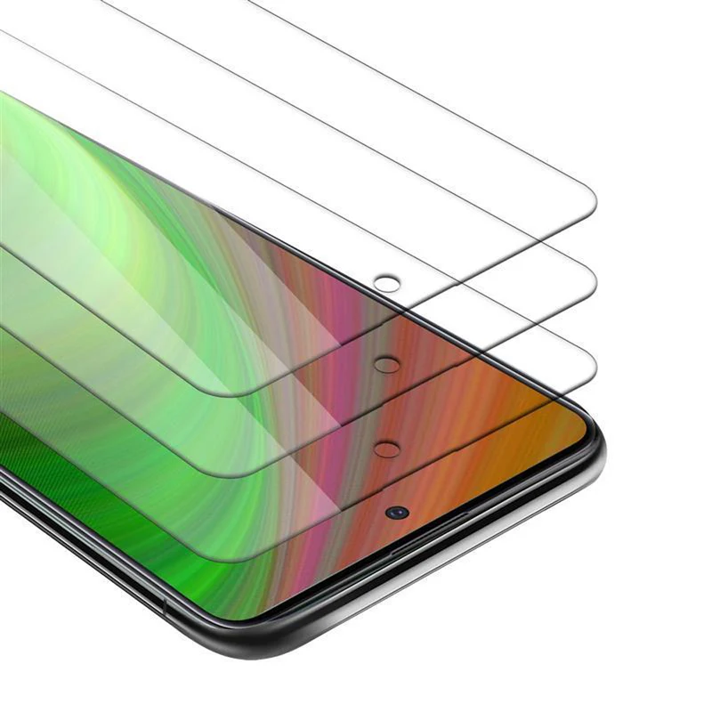 Cadorabo 3x Panzer Folie kompatibel mit Samsung Galaxy A71 5G - Schutzfolie 3er Pack Gehärtetes (Tempered) Display-Schutzglas in 9H Härte mit 3D Touch Kompatibilität