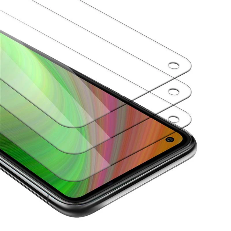 Cadorabo 3x Panzer Folie kompatibel mit LG K51S - Schutzfolie 3er Pack Gehärtetes (Tempered) Display-Schutzglas in 9H Härte mit 3D Touch Kompatibilität