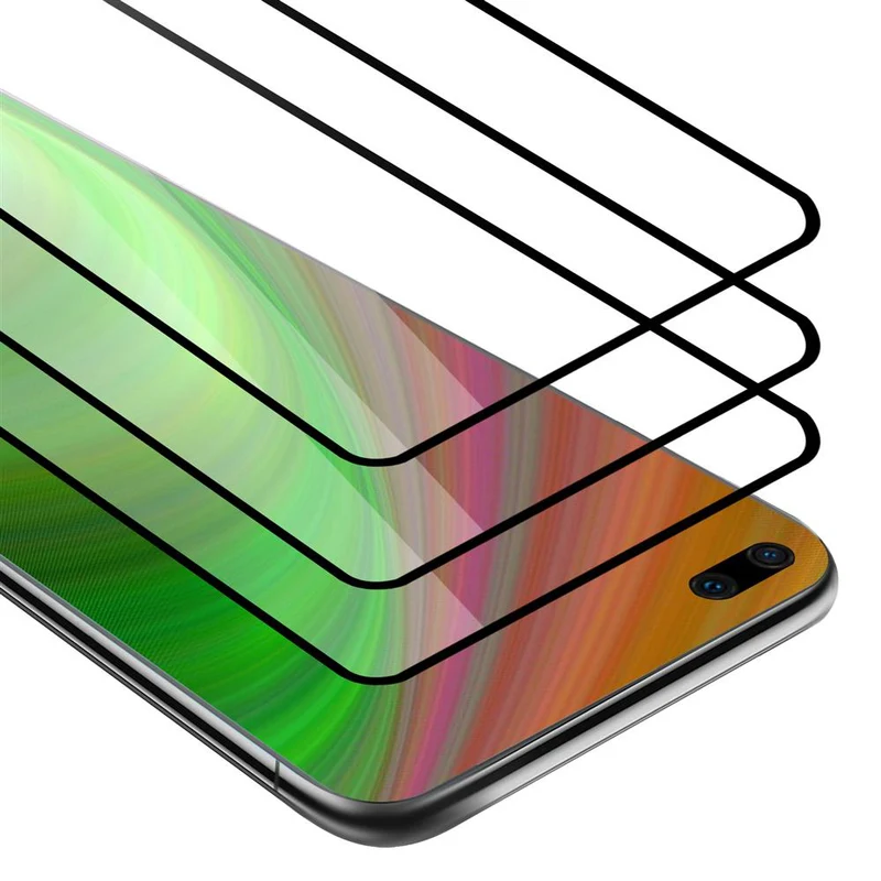 Cadorabo 3x Vollbild Panzer Folie kompatibel mit Huawei P40 - Schutzfolie 3er Pack Gehärtetes (Tempered) Display-Schutzglas in 9H Härte mit 3D Touch
