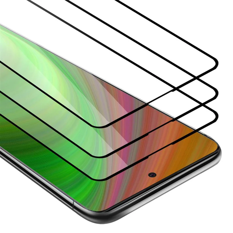 Cadorabo 3x Vollbild Panzer Folie kompatibel mit Samsung Galaxy A91 / S10 LITE / M80s - Schutzfolie 3er Pack Gehärtetes (Tempered) Display-Schutzglas in 9H Härte mit 3D Touch