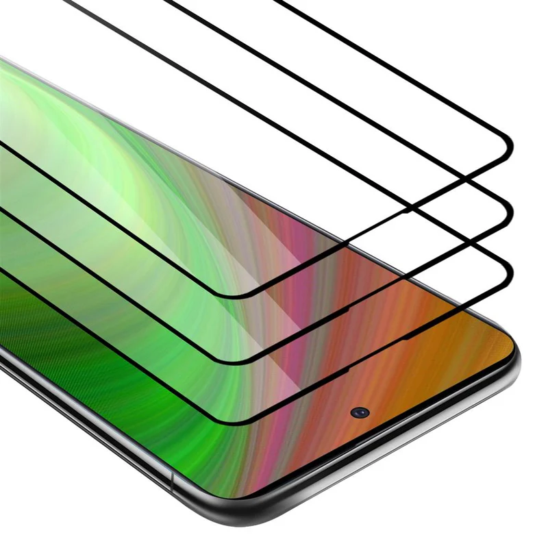 Cadorabo 3x Vollbild Panzer Folie kompatibel mit Samsung Galaxy A51 4G / M40s - Schutzfolie 3er Pack Gehärtetes (Tempered) Display-Schutzglas in 9H Härte mit 3D Touch