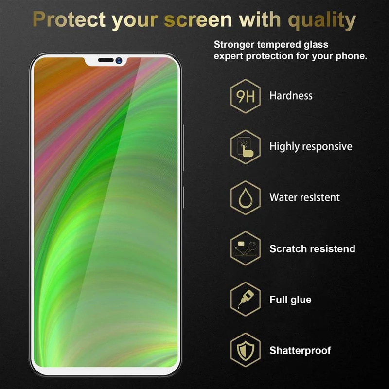 Cadorabo 3x Vollbild Panzer Folie kompatibel mit Vivo X21 - Schutzfolie 3er Pack Gehärtetes (Tempered) Display-Schutzglas in 9H Härte mit 3D Touch