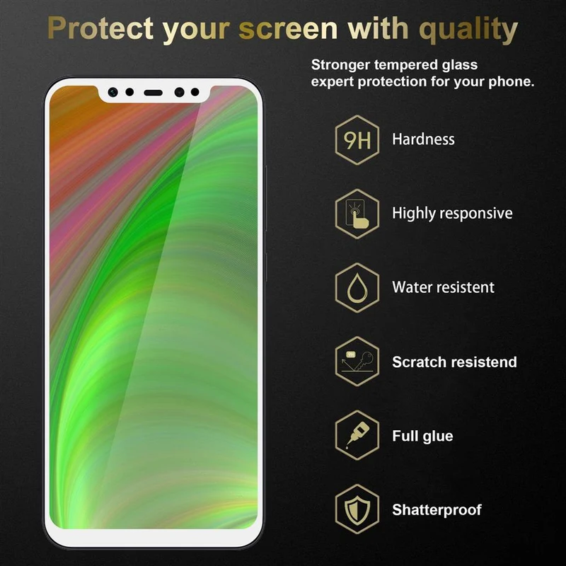 Cadorabo 3x Vollbild Panzer Folie kompatibel mit Xiaomi Pocophone F1 - Schutzfolie 3er Pack Gehärtetes (Tempered) Display-Schutzglas in 9H Härte mit 3D Touch