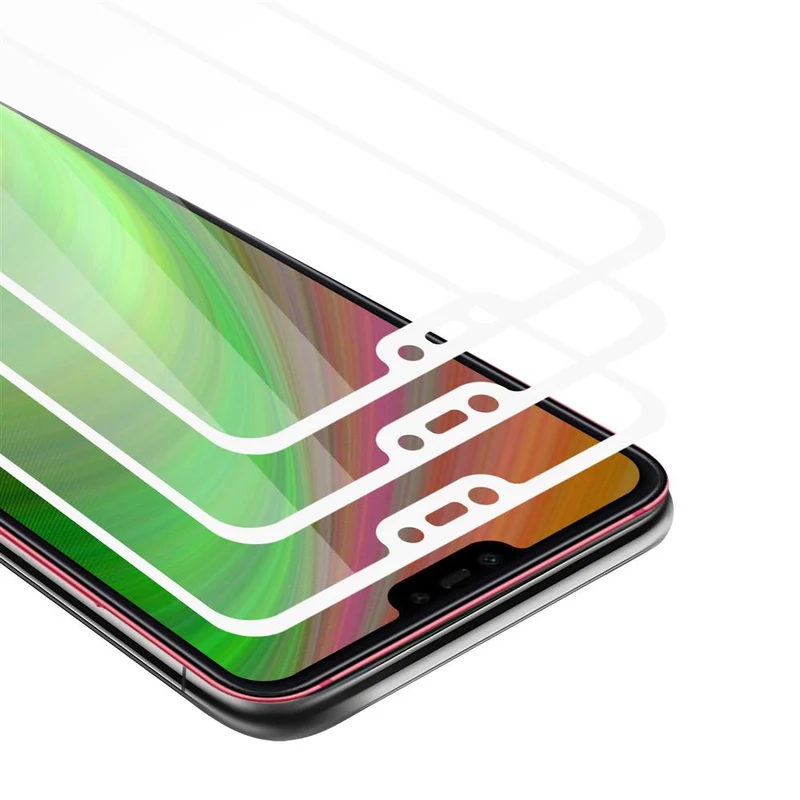 Cadorabo 3x Vollbild Panzer Folie kompatibel mit Xiaomi Mi 8 LITE - Schutzfolie 3er Pack Gehärtetes (Tempered) Display-Schutzglas in 9H Härte mit 3D Touch