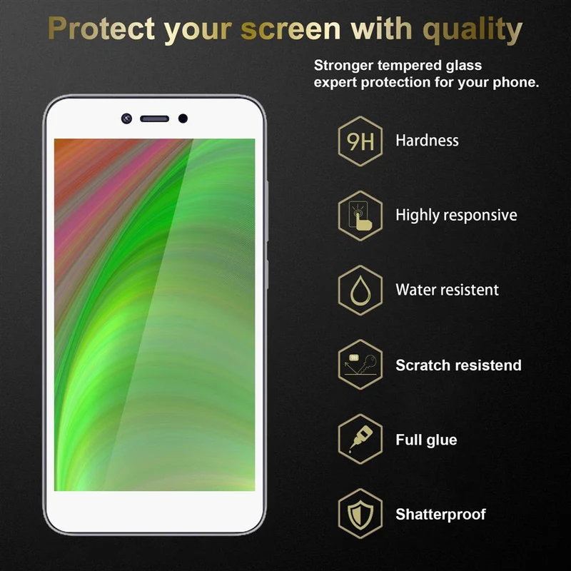 Cadorabo 3x Vollbild Panzer Folie kompatibel mit Xiaomi RedMi NOTE 5A - Schutzfolie 3er Pack Gehärtetes (Tempered) Display-Schutzglas in 9H Härte mit 3D Touch