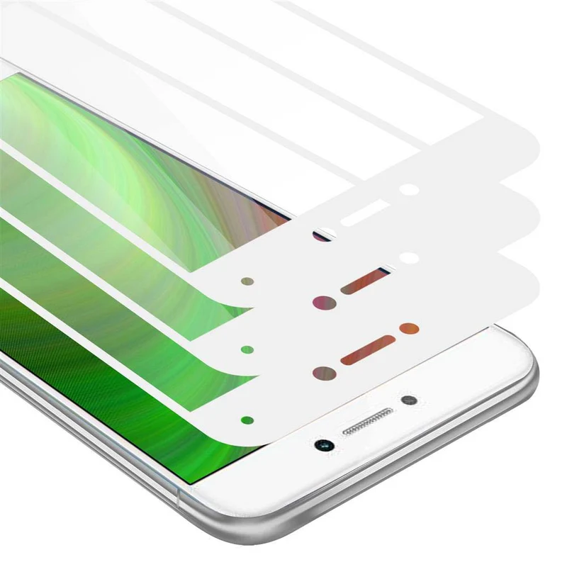 Cadorabo 3x Vollbild Panzer Folie kompatibel mit Huawei P8 LITE 2017 / P9 LITE 2017 - Schutzfolie 3er Pack Gehärtetes (Tempered) Display-Schutzglas in 9H Härte mit 3D Touch