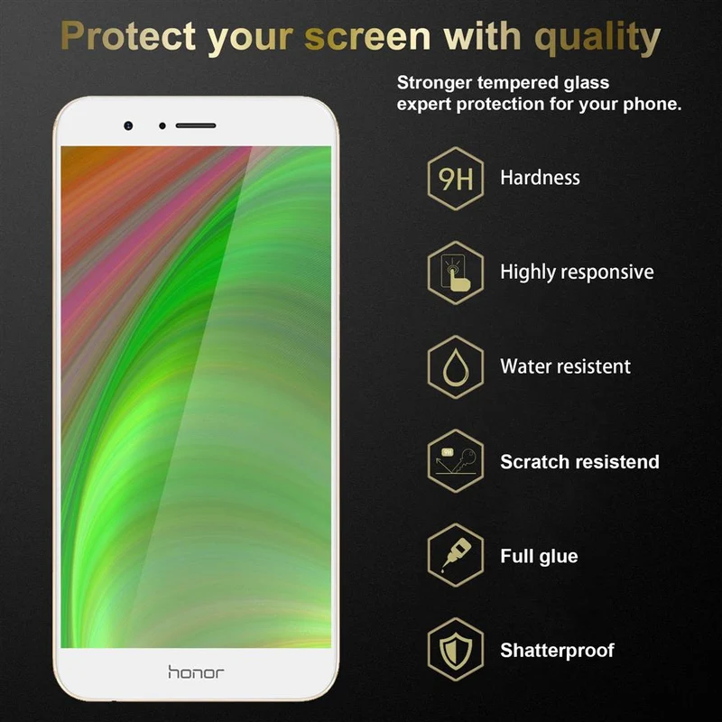 Cadorabo 3x Vollbild Panzer Folie kompatibel mit Honor V9 - Schutzfolie 3er Pack Gehärtetes (Tempered) Display-Schutzglas in 9H Härte mit 3D Touch