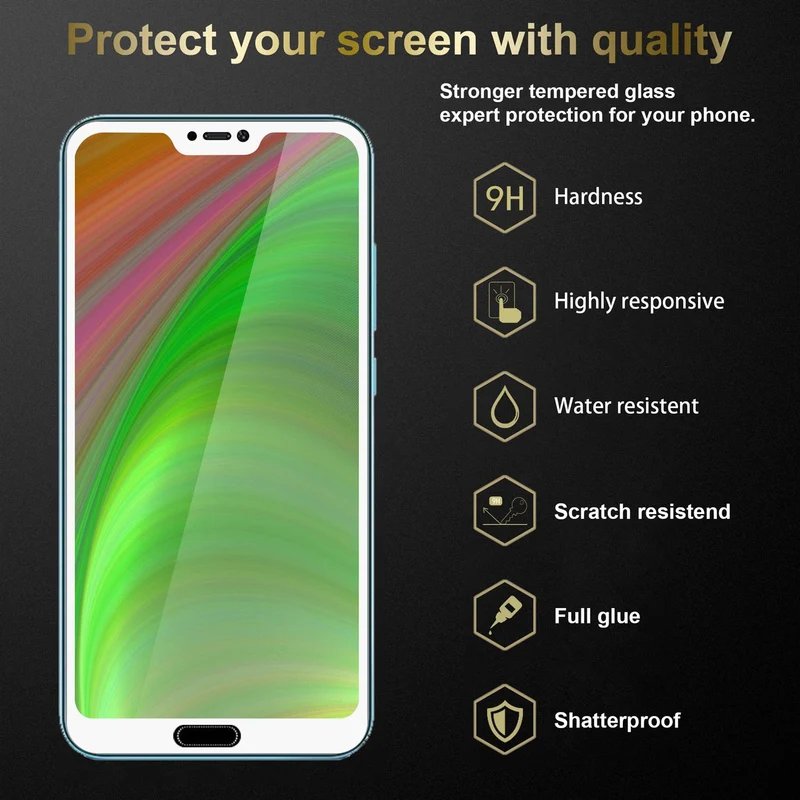 Cadorabo 3x Vollbild Panzer Folie kompatibel mit Honor 10 - Schutzfolie 3er Pack Gehärtetes (Tempered) Display-Schutzglas in 9H Härte mit 3D Touch