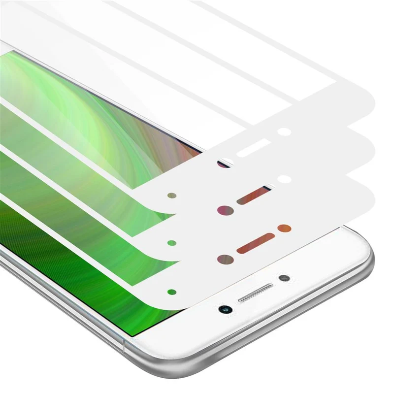 Cadorabo 3x Vollbild Panzer Folie kompatibel mit Honor 8 LITE - Schutzfolie 3er Pack Gehärtetes (Tempered) Display-Schutzglas in 9H Härte mit 3D Touch