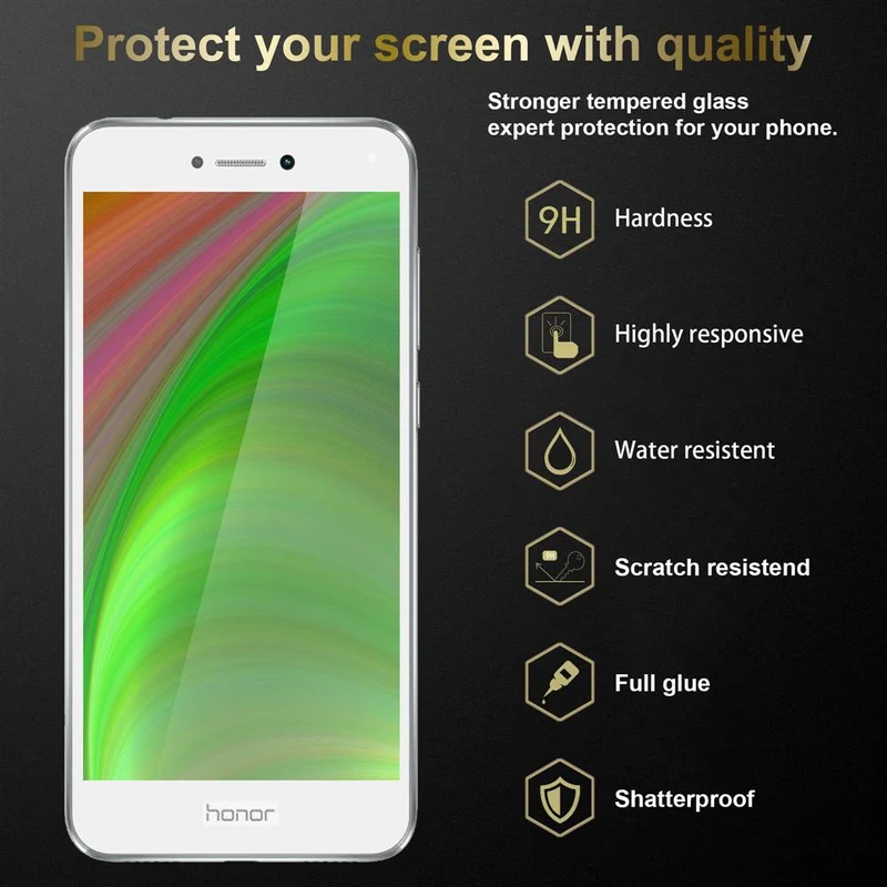 Cadorabo 3x Vollbild Panzer Folie kompatibel mit Honor 8 LITE - Schutzfolie 3er Pack Gehärtetes (Tempered) Display-Schutzglas in 9H Härte mit 3D Touch