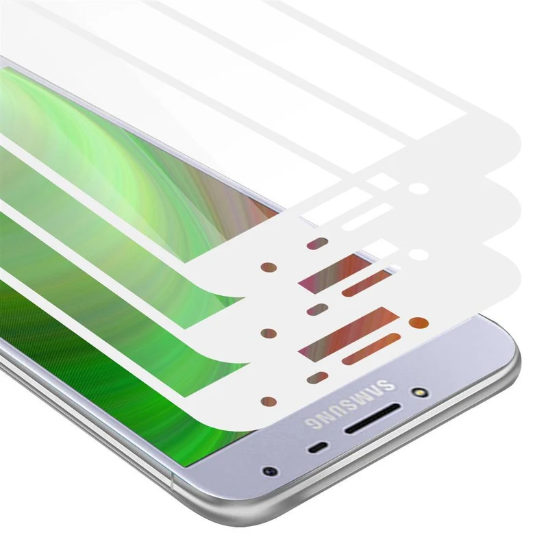 Cadorabo 3x Vollbild Panzer Folie kompatibel mit Samsung Galaxy J4 2018 - Schutzfolie 3er Pack Gehärtetes (Tempered) Display-Schutzglas in 9H Härte mit 3D Touch