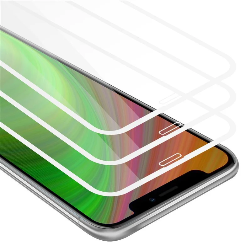 Cadorabo 3x Vollbild Panzer Folie kompatibel mit Apple iPhone X / XS - Schutzfolie 3er Pack Gehärtetes (Tempered) Display-Schutzglas in 9H Härte mit 3D Touch