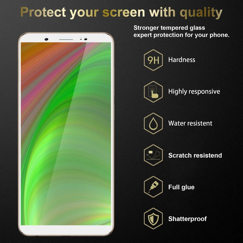 Cadorabo 3x Vollbild Panzer Folie kompatibel mit Vivo Y71 - Schutzfolie 3er Pack Gehärtetes (Tempered) Display-Schutzglas in 9H Härte mit 3D Touch