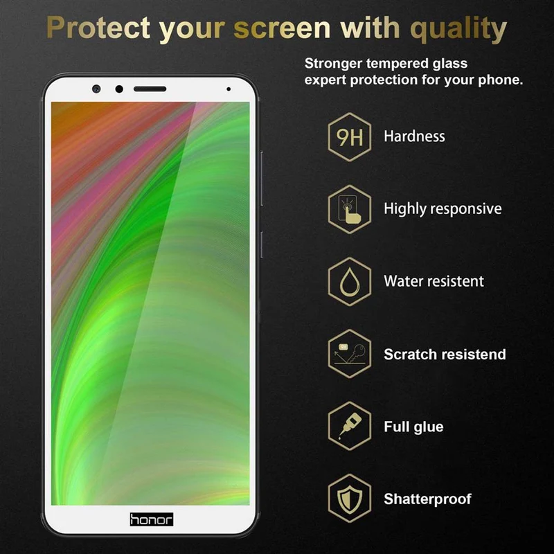 Cadorabo 3x Vollbild Panzer Folie kompatibel mit Honor 7X - Schutzfolie 3er Pack Gehärtetes (Tempered) Display-Schutzglas in 9H Härte mit 3D Touch