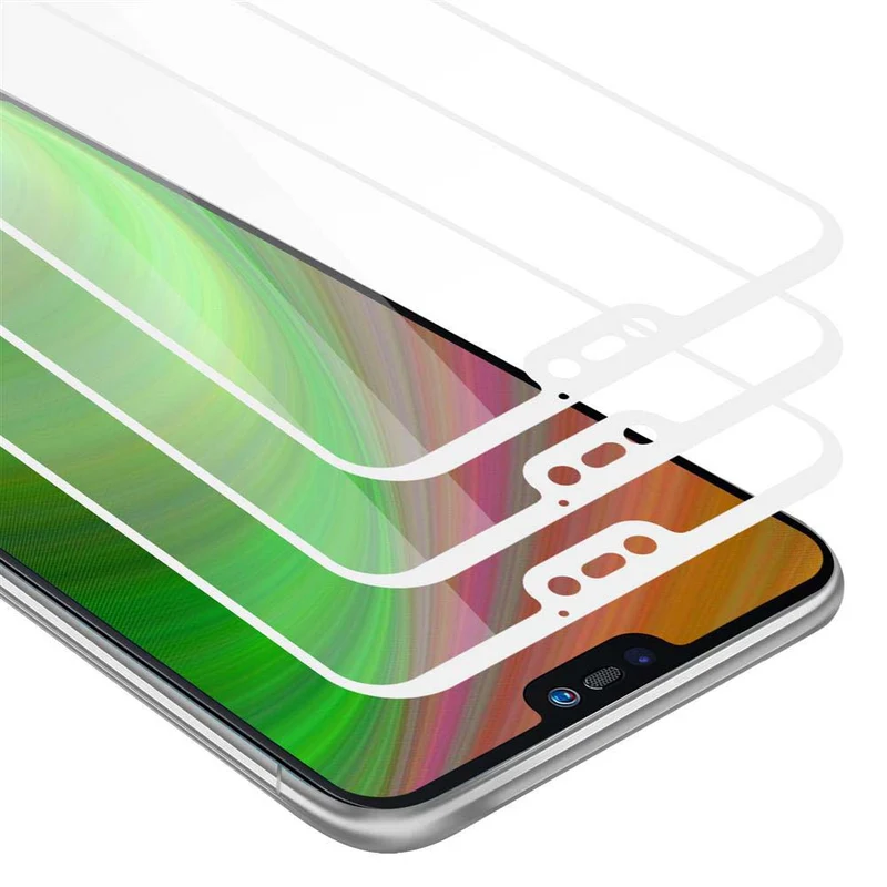 Cadorabo 3x Vollbild Panzer Folie kompatibel mit Huawei P20 LITE 2018 / NOVA 3E - Schutzfolie 3er Pack Gehärtetes (Tempered) Display-Schutzglas in 9H Härte mit 3D Touch