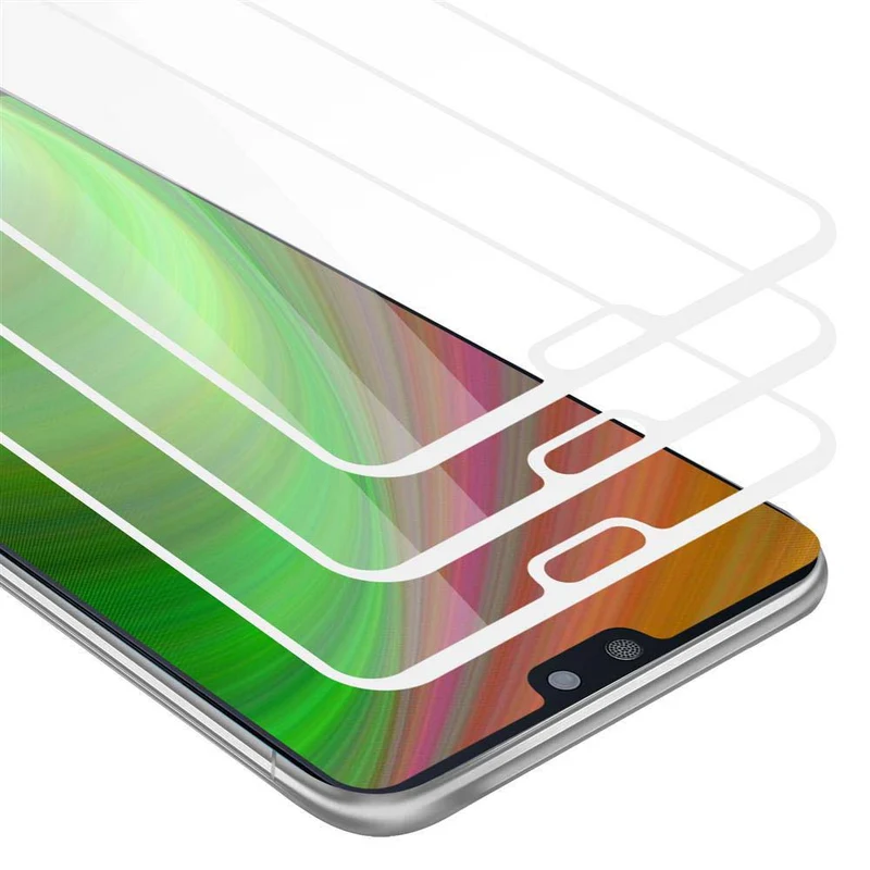 Cadorabo 3x Vollbild Panzer Folie kompatibel mit Huawei P20 - Schutzfolie 3er Pack Gehärtetes (Tempered) Display-Schutzglas in 9H Härte mit 3D Touch