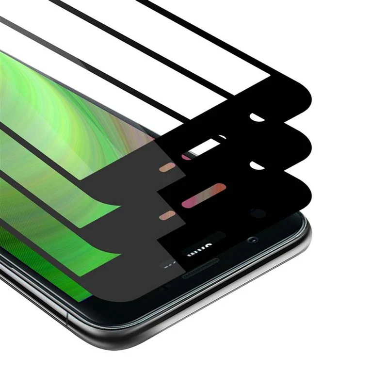 Cadorabo 3x Vollbild Panzer Folie kompatibel mit Samsung Galaxy J3 2018 - Schutzfolie 3er Pack Gehärtetes (Tempered) Display-Schutzglas in 9H Härte mit 3D Touch
