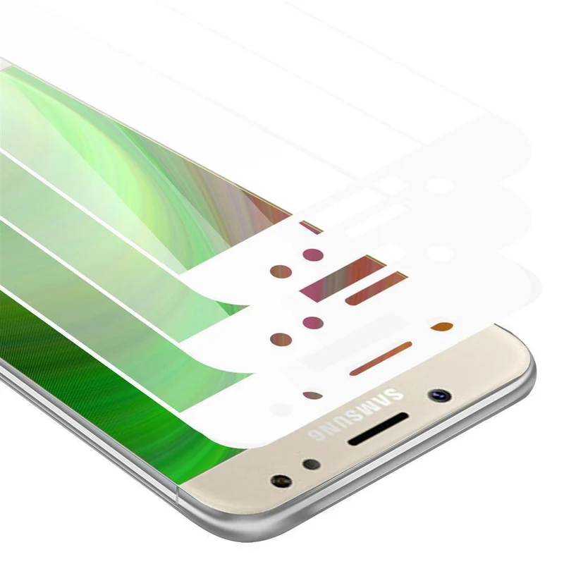 Cadorabo 3x Vollbild Panzer Folie kompatibel mit Samsung Galaxy J3 2017 - Schutzfolie 3er Pack Gehärtetes (Tempered) Display-Schutzglas in 9H Härte mit 3D Touch