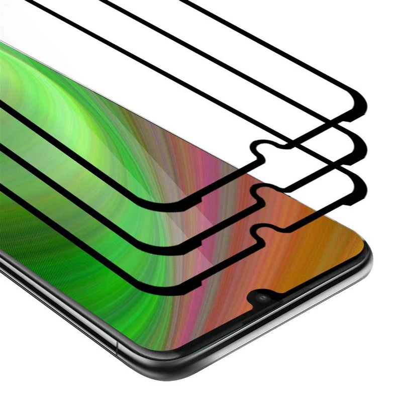 Cadorabo 3x Vollbild Panzer Folie kompatibel mit Motorola MOTO E6 PLUS - Schutzfolie 3er Pack Gehärtetes (Tempered) Display-Schutzglas in 9H Härte mit 3D Touch