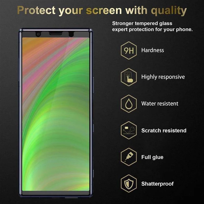 Cadorabo 3x Panzer Folie kompatibel mit Sony Xperia 5 - Schutzfolie 3er Pack Gehärtetes (Tempered) Display-Schutzglas in 9H Härte mit 3D Touch Kompatibilität