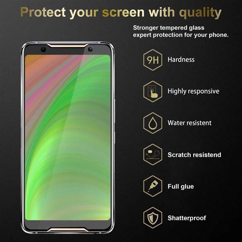 Cadorabo 3x Panzer Folie kompatibel mit Asus ROG Phone 2 - Schutzfolie 3er Pack Gehärtetes (Tempered) Display-Schutzglas in 9H Härte mit 3D Touch Kompatibilität